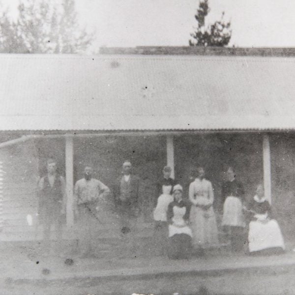 Domestic and farm workers outside the servants quarters at Bundanon, c1890. Bundanon Trust Archive