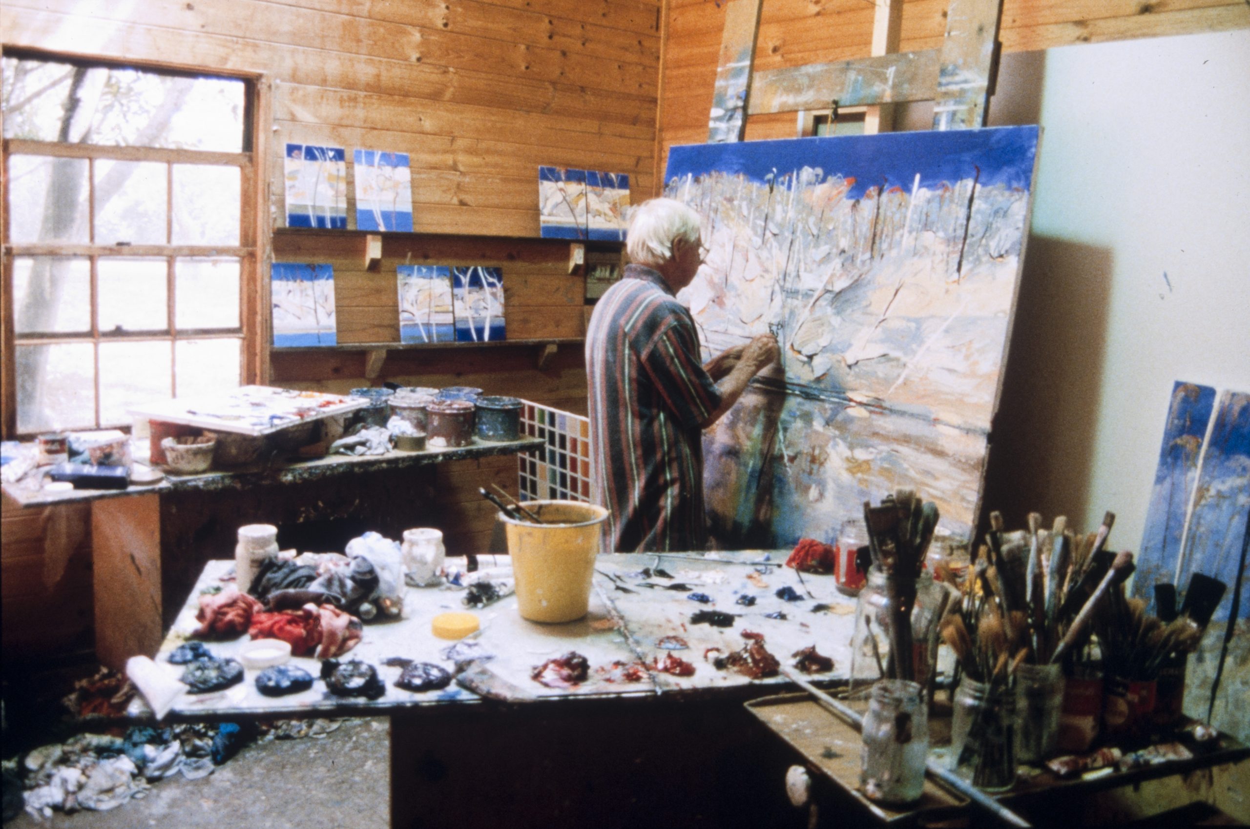 Arthur Boyd in his studio at Bundanon