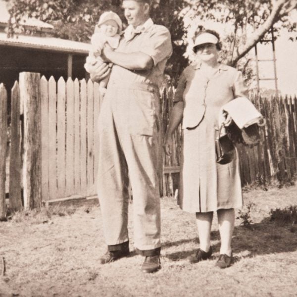 Edna (nee Henry) and Ivan Condie with baby, late 1920s. Bundanon Trust Archive