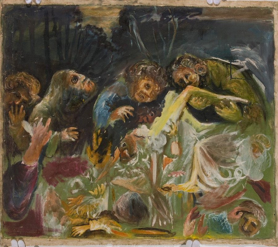 Arthur Boyd, Figure study incomplete (possibly for Prodigal Son), oil on canvas