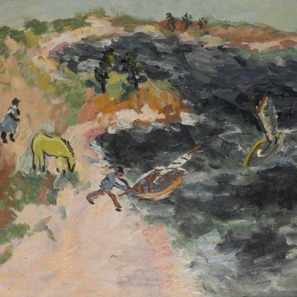 Arthur Boyd, 'Man launching boat', 1940, oil on canvas