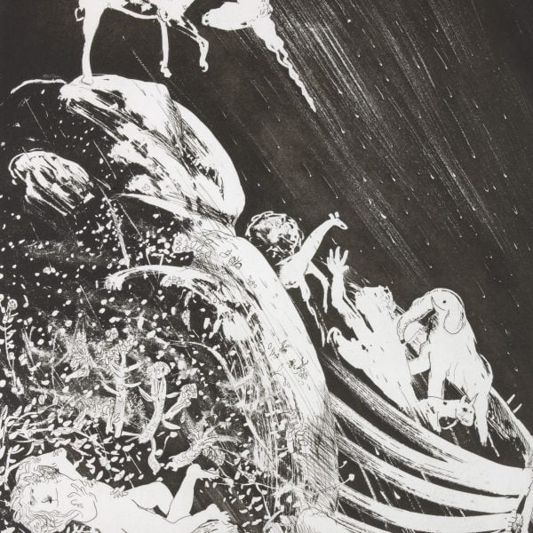 Abstract black and white print by Arthur Boyd