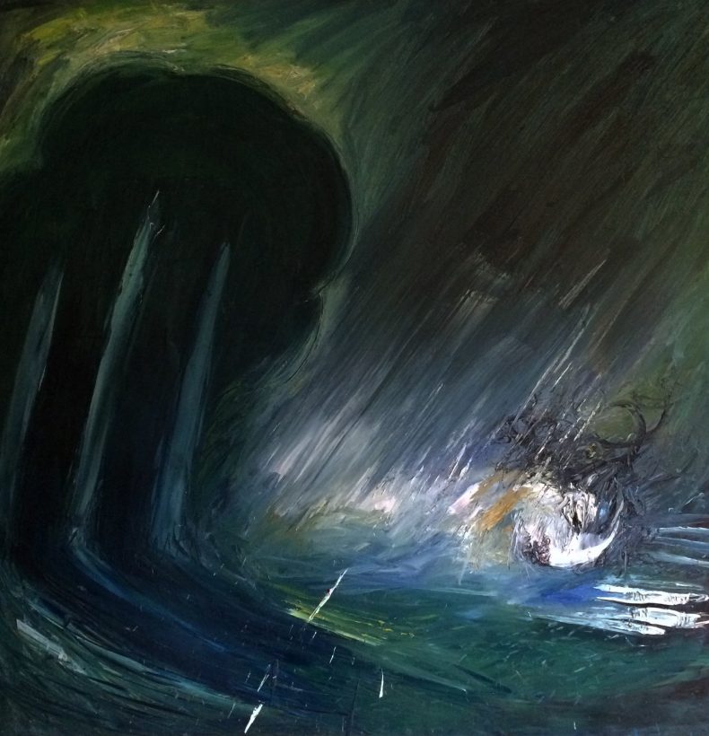 Abstract dark painting by Arthur Boyd