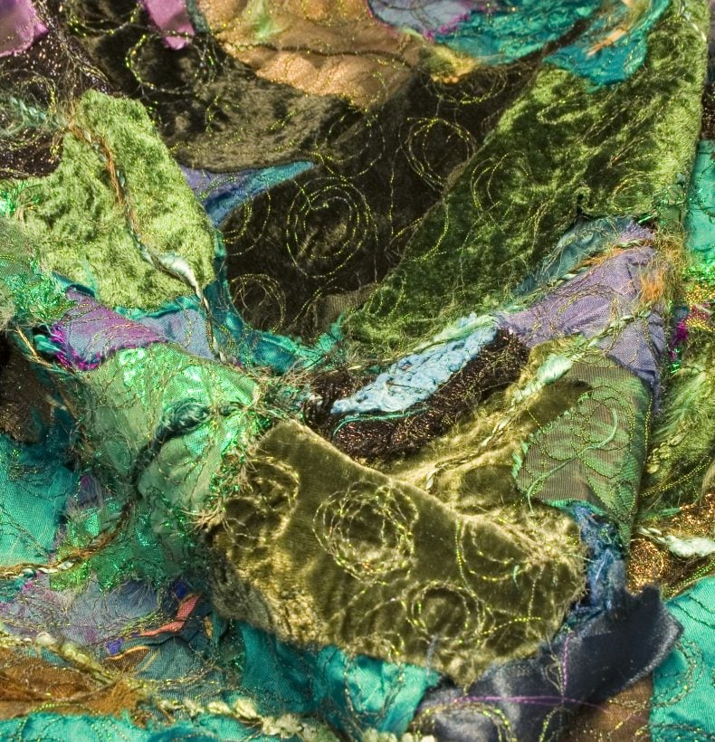 Shiny green textile material