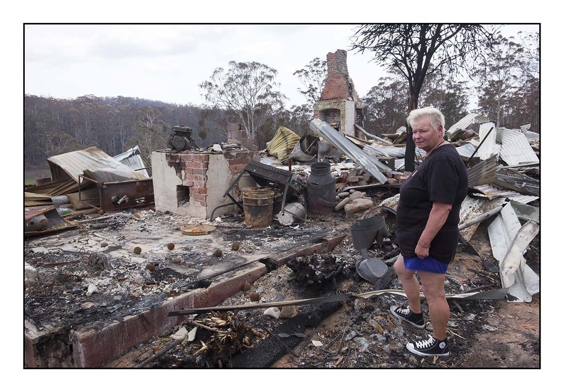 The remains of Annette Evelyn’s house, Kiah. 12.11 pm, 19 January 2020, When no birds sing, Ruth Maddison