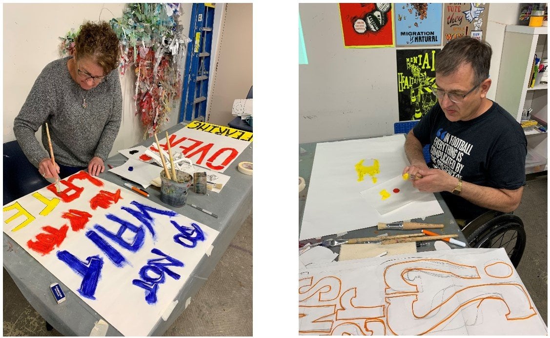 Local community members participating in the 'Spark a Reaction' workshops at Shoalhaven Regional Gallery. Photo: Bundanon Trust