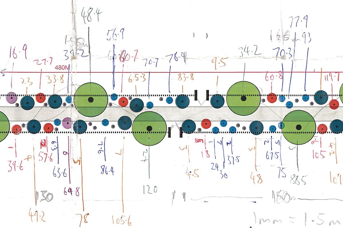 Planting Diagram, Treelines Track, linear arboretum by Janet Laurence at Bundanon