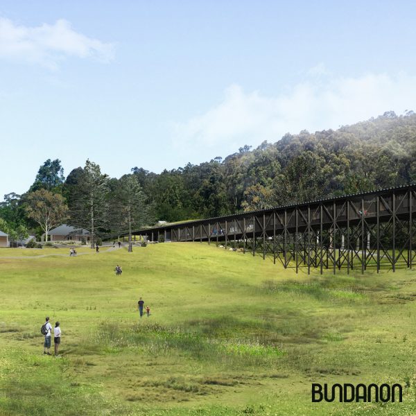 A digital render of the new Bridge development at Bundanon