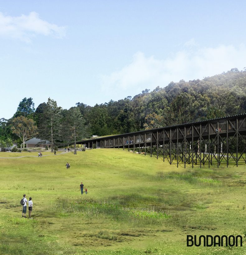 A digital render of the new Bridge development at Bundanon