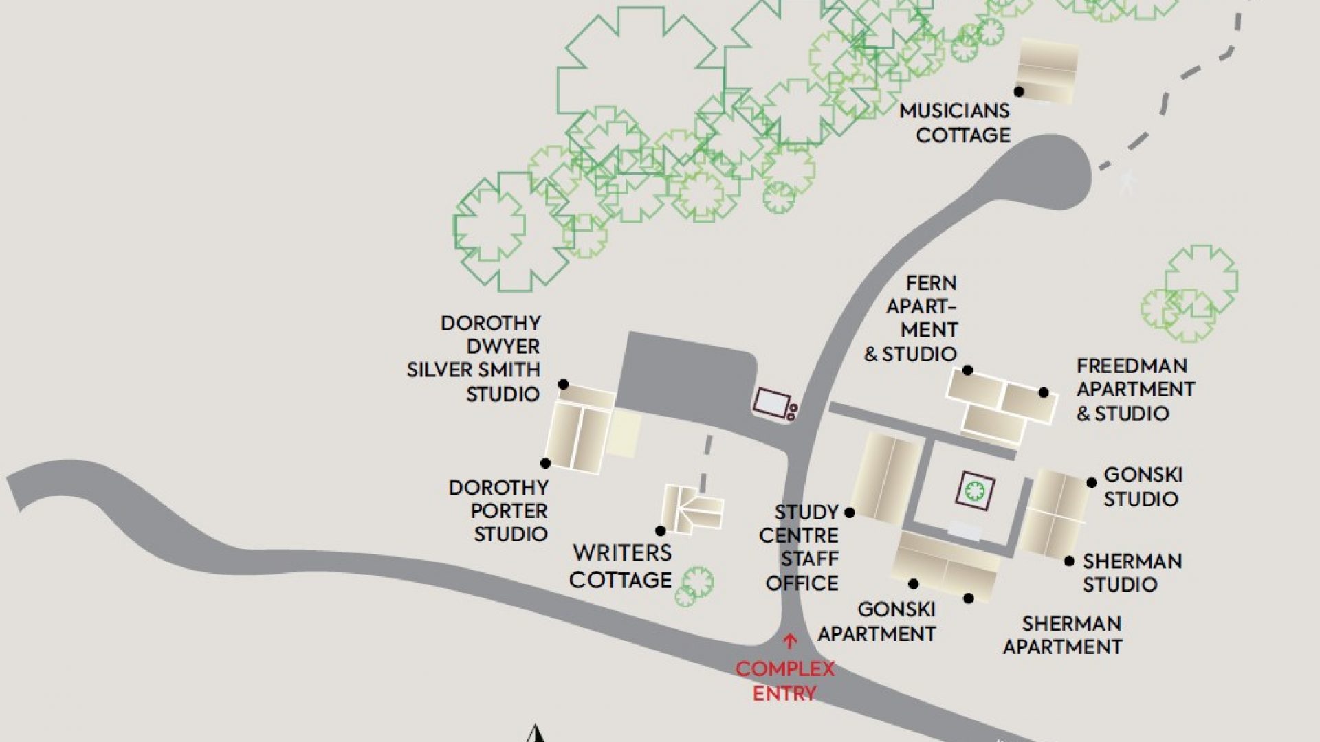 Map of the Artist in Residence complex at Bundanon