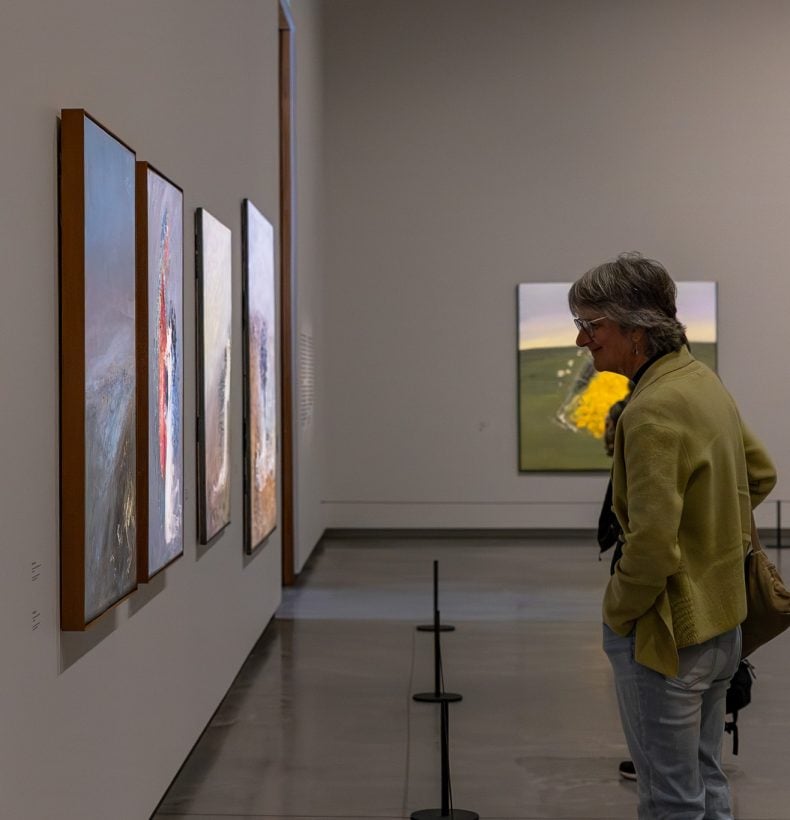Lady looking at artworks
