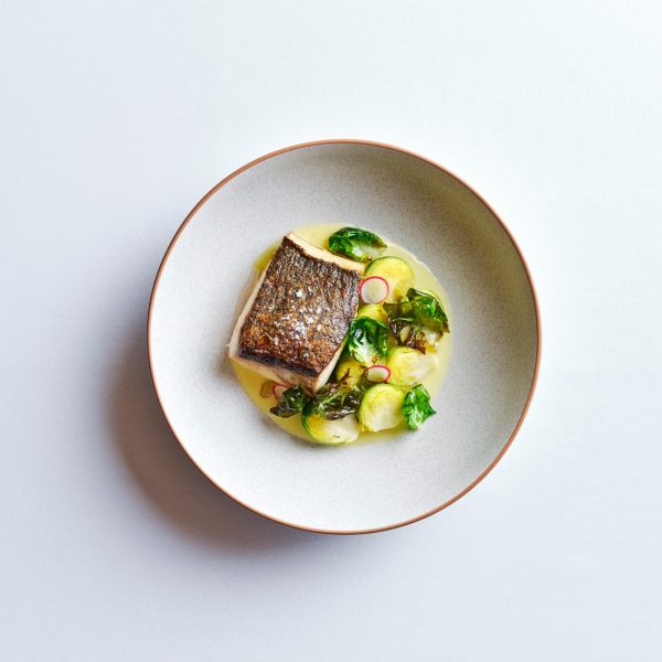 Plate of fish and vegetables