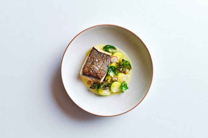 Plate of fish and vegetables