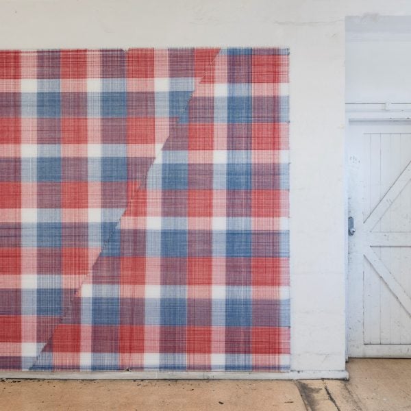 Thank you Nanna, 2019. Site responsive installation, National Art School, Sydney. Thread and pins. 220 x 220cm. Photo: Peter Morgan.