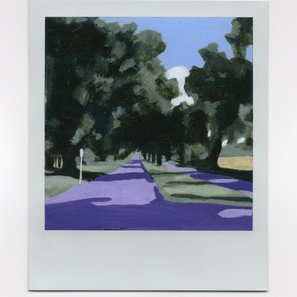 From the series 'The Pipeline', 2018-2022, Acrylic on Polaroid photograph, 9 x 11cm