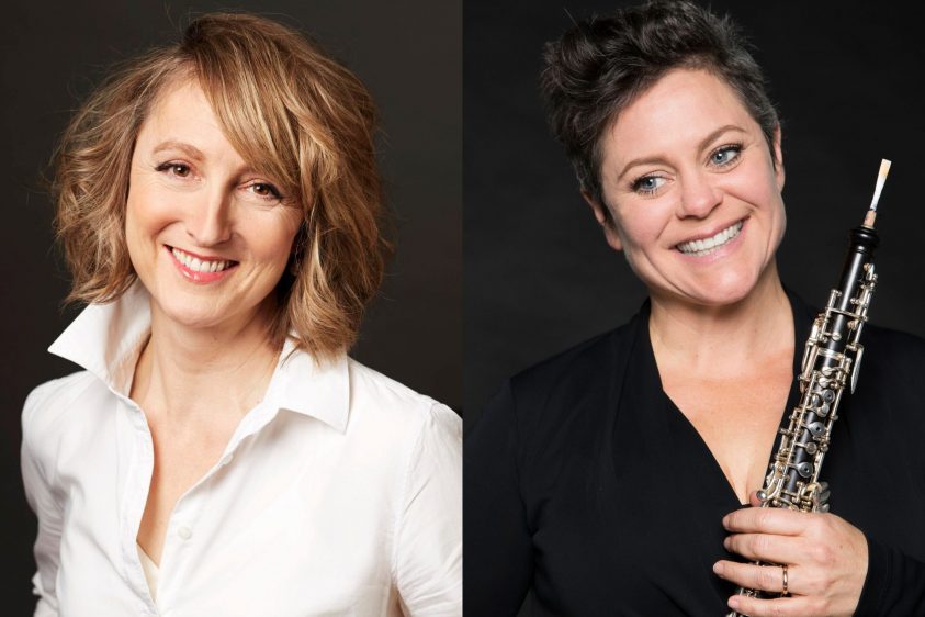 Two females musicians and an oboe