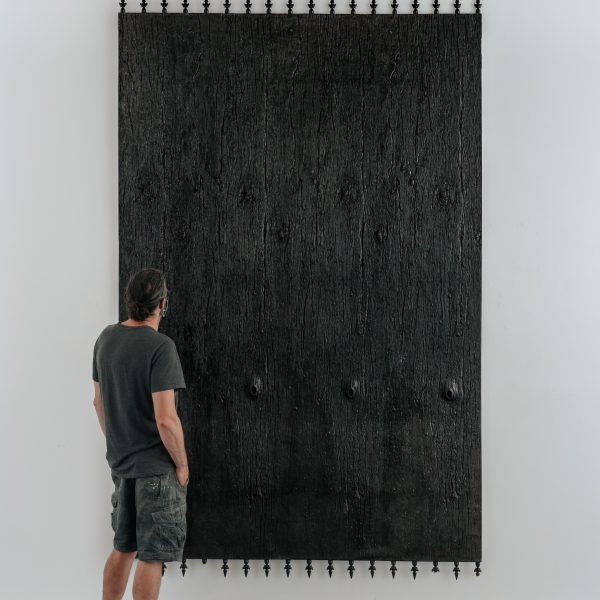 'Mimic' 2021, Resin, hybrid fibreglass (basalt, hessian, fibreglass), steel, recycled plywood, pigments, acrylic lacquer, 310 x 190 x 3cm. Photo: Lakshal Perera.