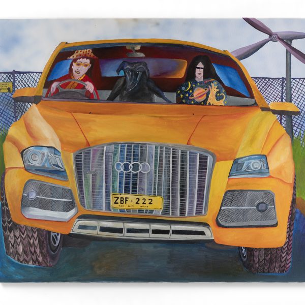 'Us in the Q5' Acrylic on Canvas, 84 x 104 cm, 2023. Photo: Jek Maurer