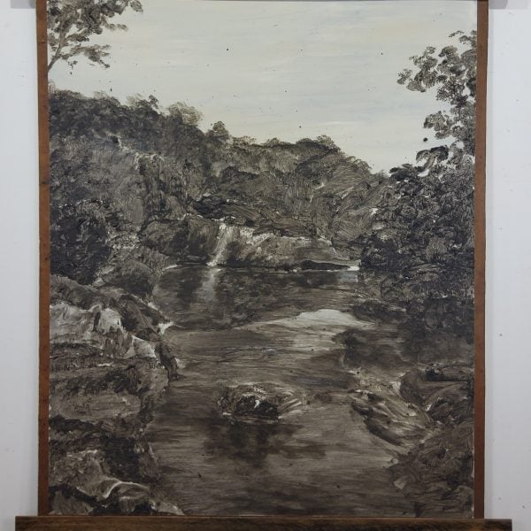 Galari river system study, Wiradjuri Country, foraged earth pigments, mica dust on board. Photo: Courtesy of the Artist