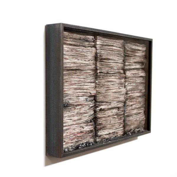 Hootan Heydari, Your Place is Empty (photos) 2024, Glass, Steel, Shredded and Burnt Photographs