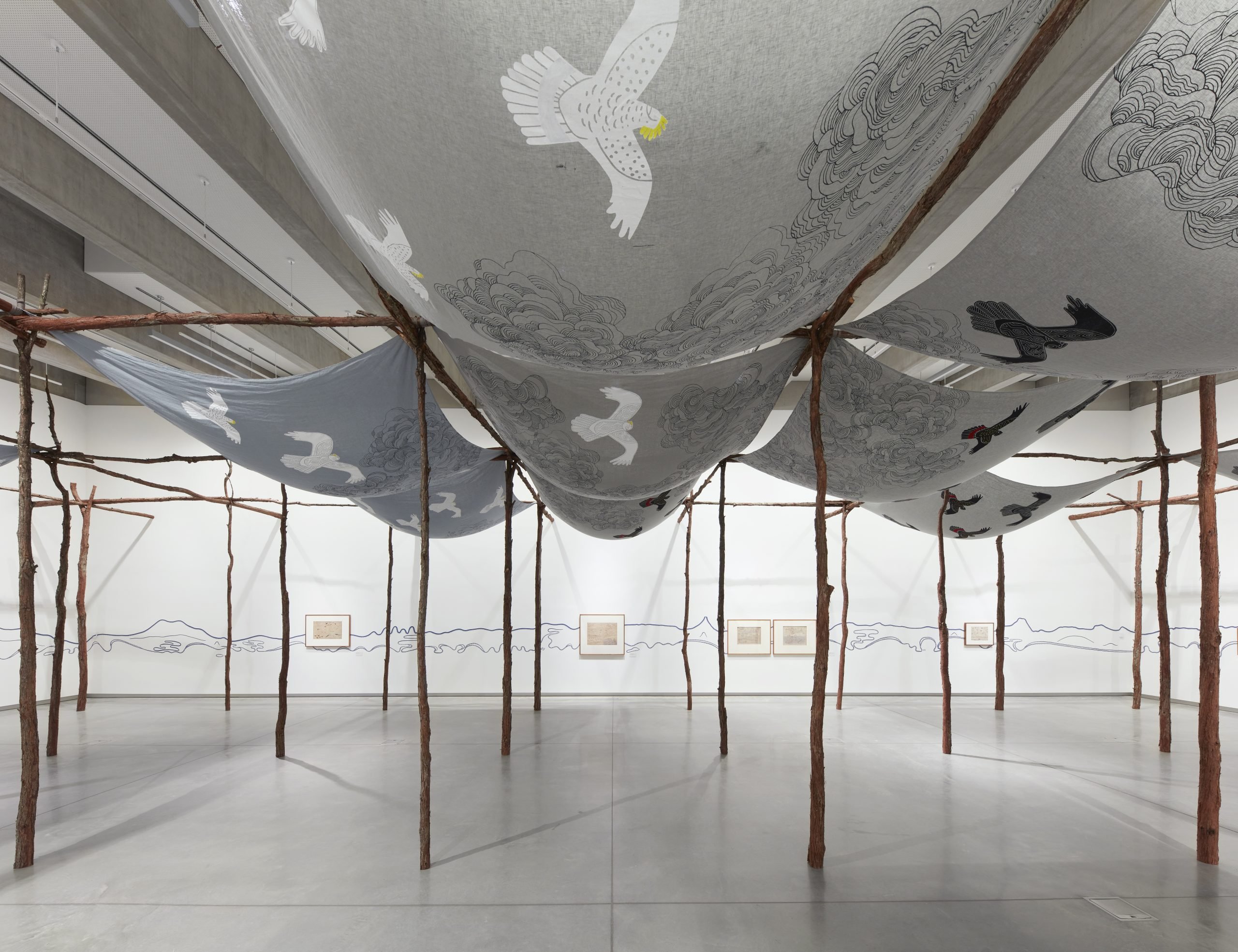 Aunty Cheryl Davison, Aunty Julie Freeman, Mickey of Ulladulla and Jonathan Jones, bagan bariwariganyan: echoes of country (installation view) , Bundanon , 2024. Photo: Zan Wimberley