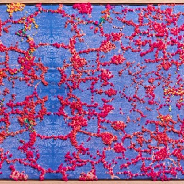 JO MELLOR, Gossan, Junction Mine. Wilyakali Country (1) 
Digital print embroidered with wool. 2023. Photo: Nick De Lorenzo