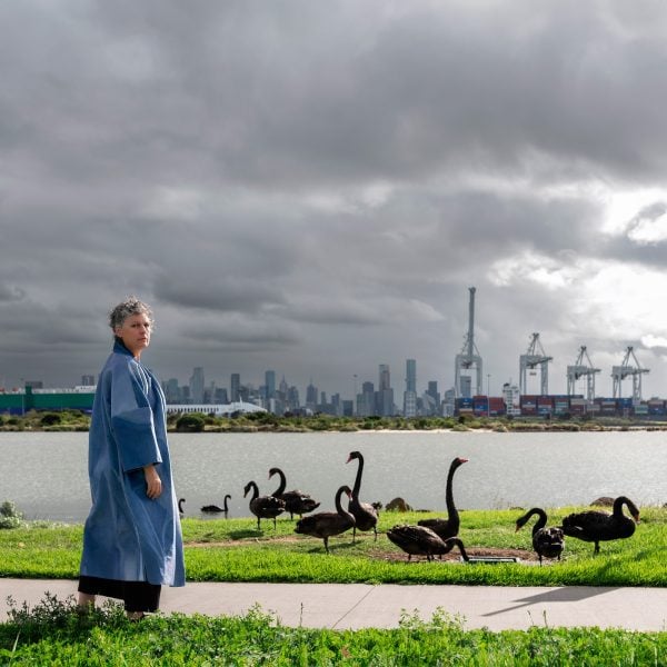Blak Swan, from the series Flowing with the Future (Surviving Batman), 2024, Jody Haines