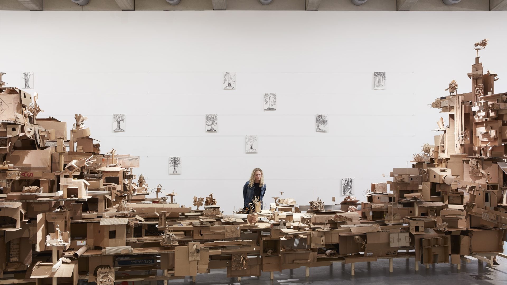 Wooden installation with human
