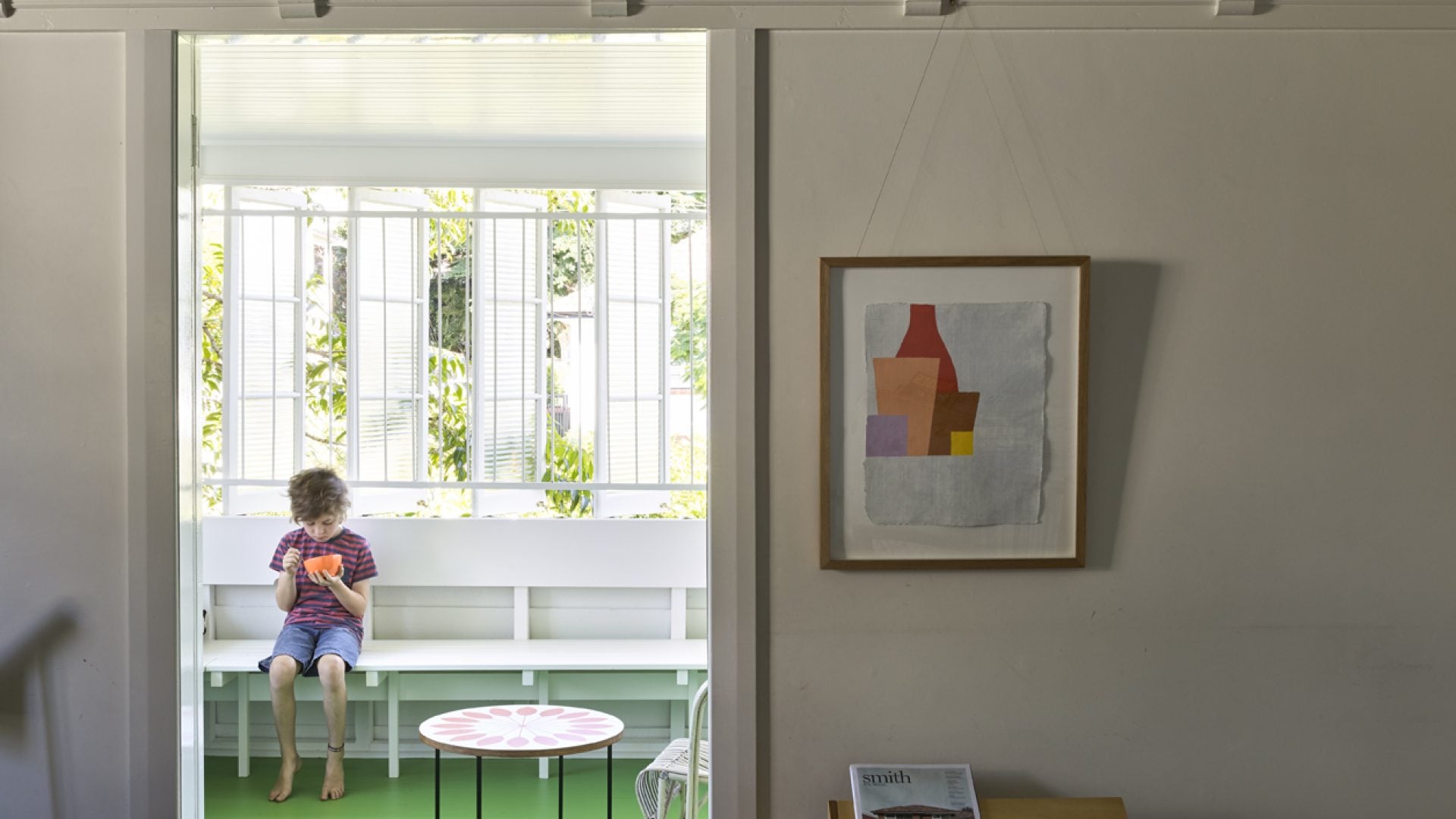 Interior of a green room