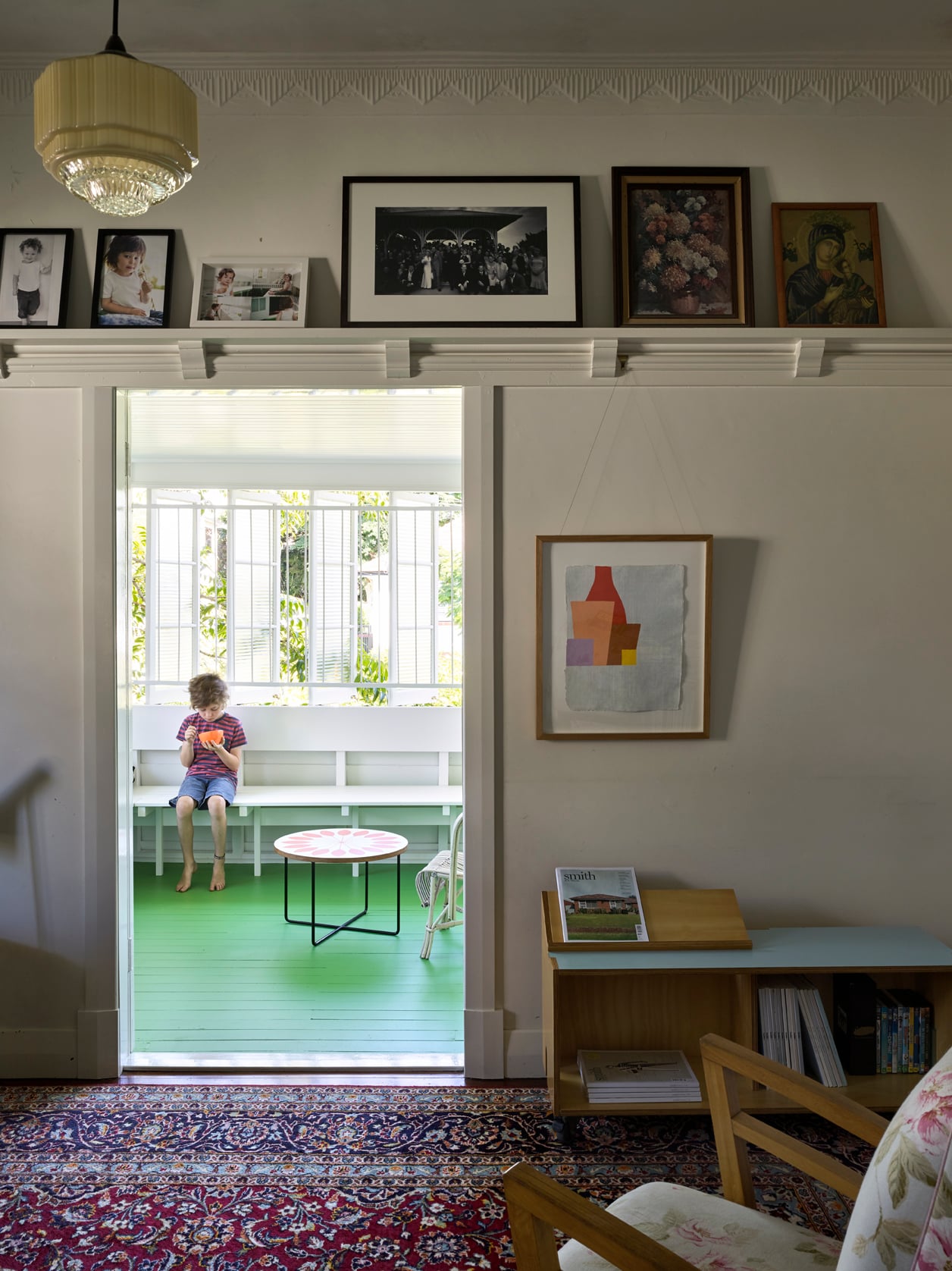 Interior of a green room