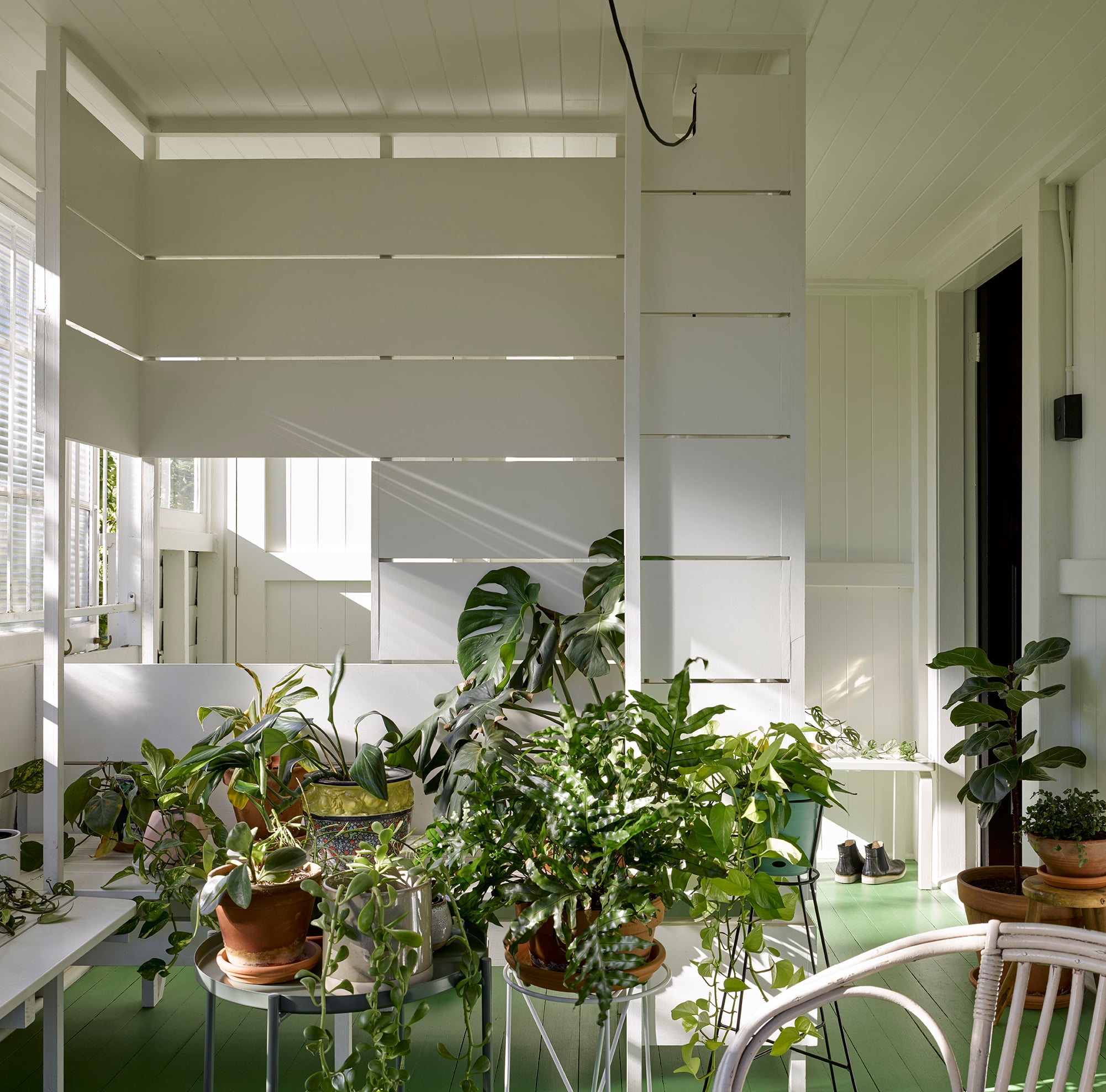 Interior of a green room