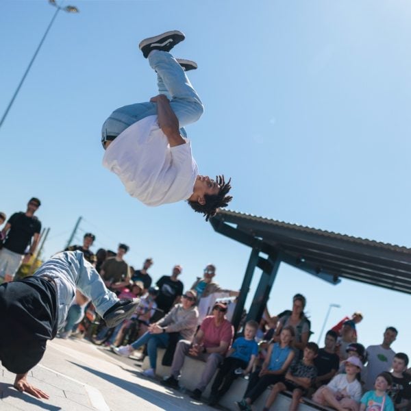 Body doing a flip in the air