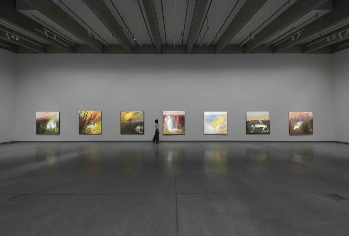 7 artworks installed on a wall