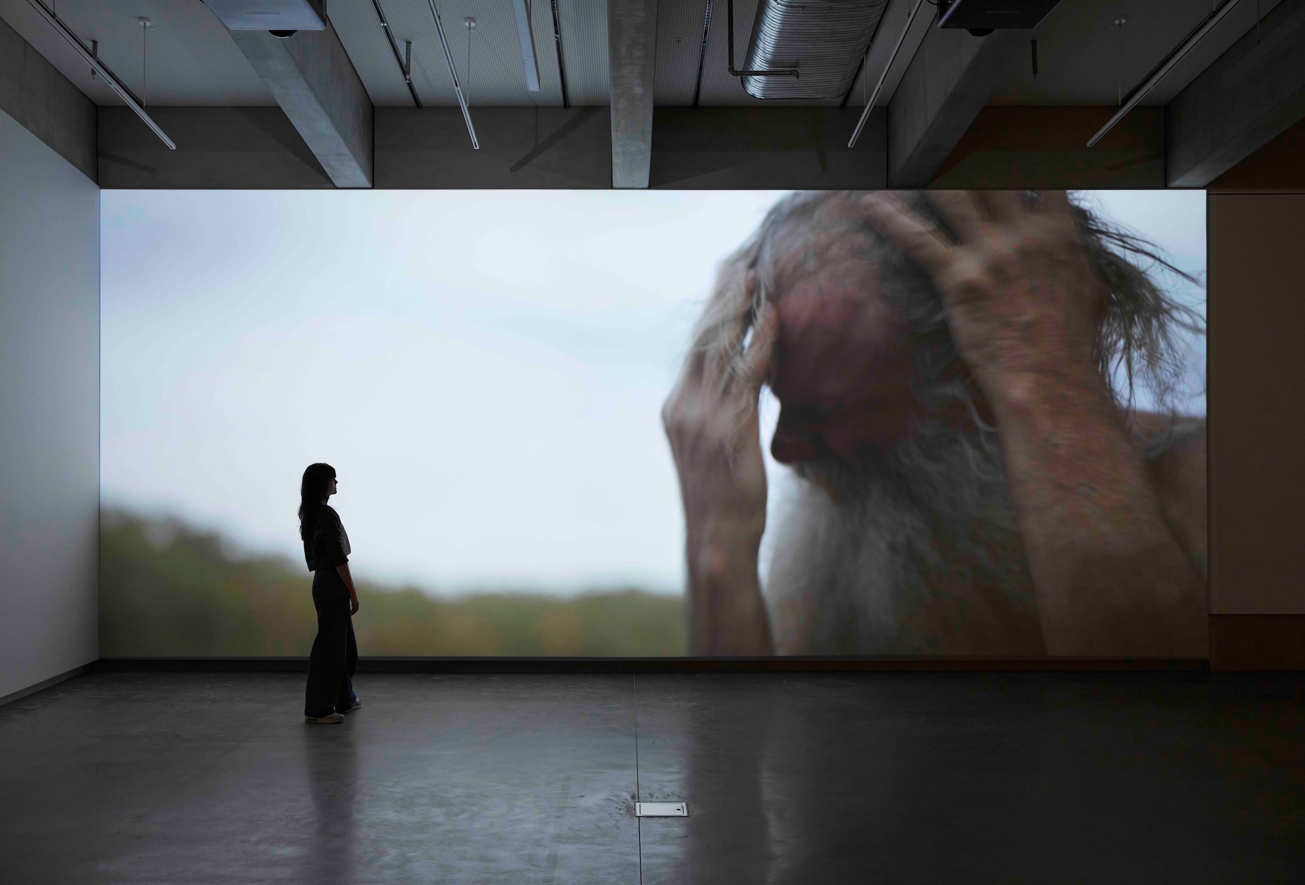 Floor to ceiling cinematic video with person for size